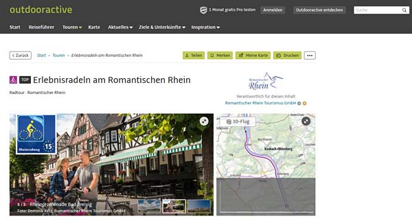 Link zur Radtour romantischer Rhein - Oberwinter bei Remagen