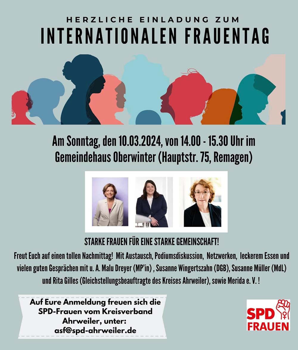 Einladung Internationaler Frauentag im Gemeindehaus Oberwinter