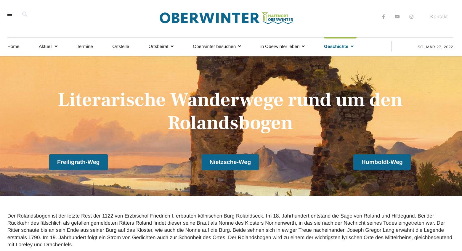 Die Webseite zu den literarischen Wanderwegen in Oberwinter.
