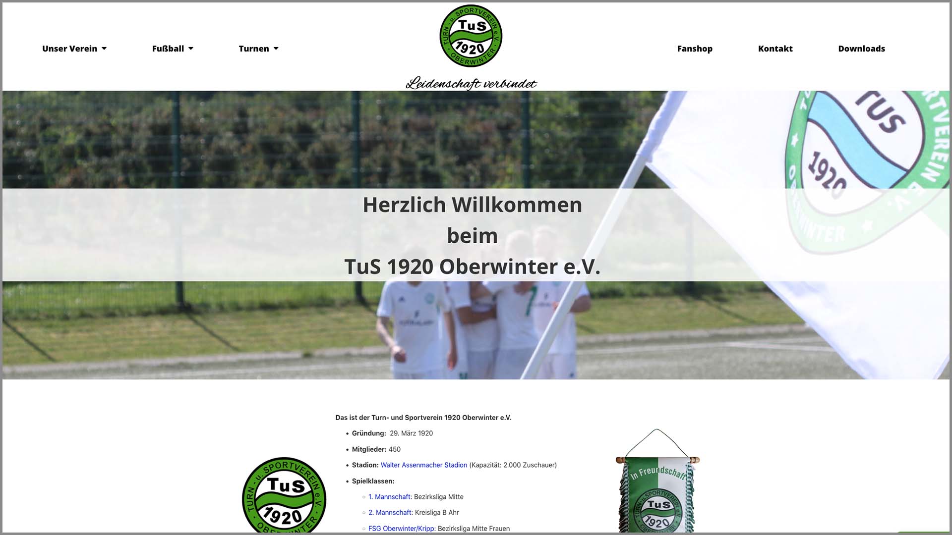 Webseite des TuS Oberwinter e.V. - Sportverein, Fußballverein, Stadion, Sportplatz