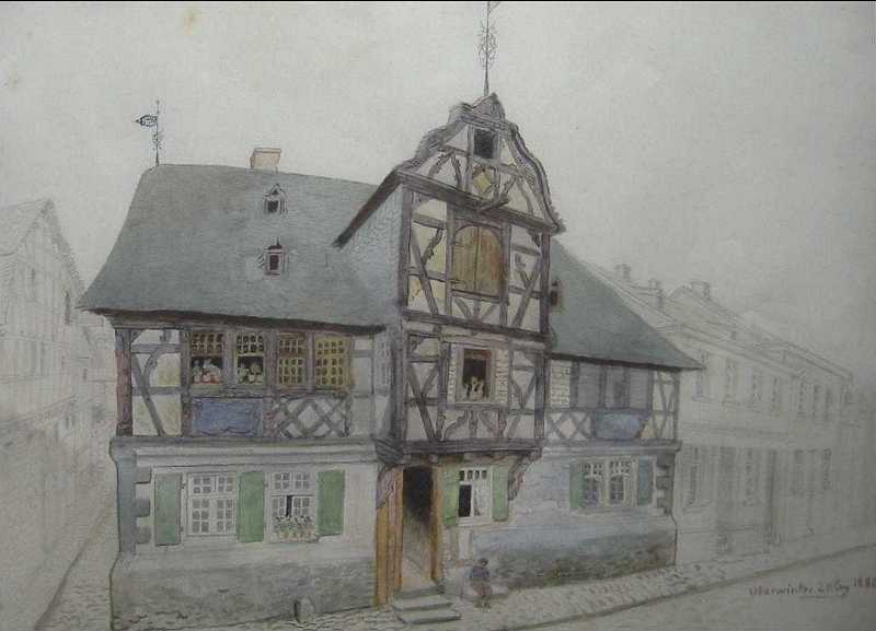 Haus Schwanen in Oberwinter - historisches Aquarell