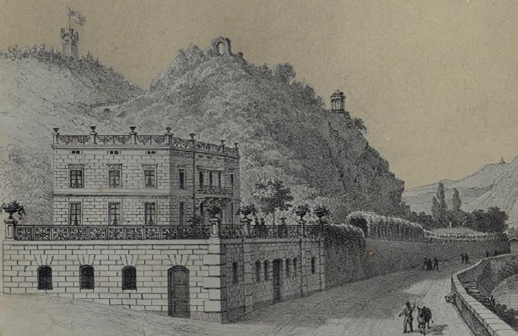 Villa in Rolandseck um 1850 - Literarische Wanderwege Oberwinter - rund um den Rolandsbogen